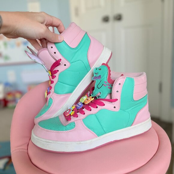 Kawaii Dinosaur Pastel High Top Sneakers - Picture 5 of 12